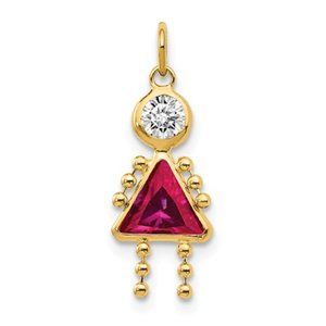 14k Yellow Girl Boy CZ Colored Stone birthday Month Charm Pendant
